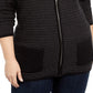 Karen Scott Women's Textured Zip-Front Cardigan Brown Size Small