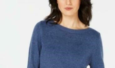 Karen Scott Women's Solid Curved-Hem Tunic Blue Size Small