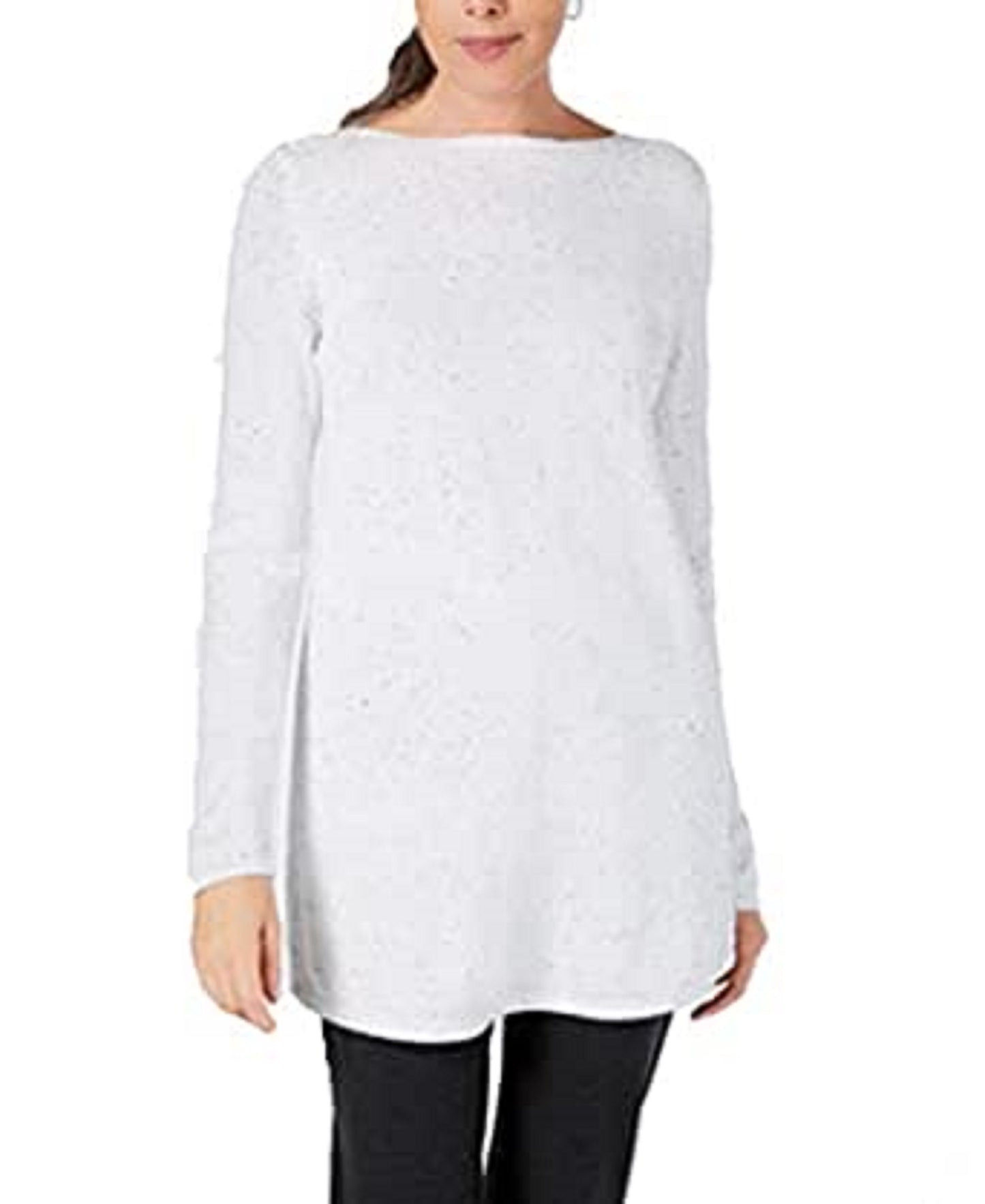 Karen Scott Women's Textured Tunic Sweater White Size Large