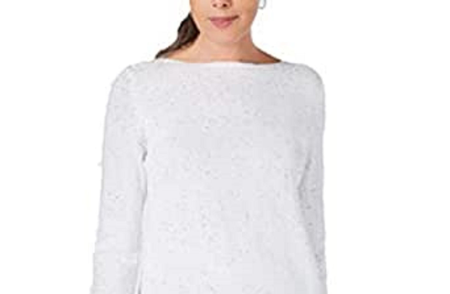 Karen Scott Women's Textured Tunic Sweater White Size Large