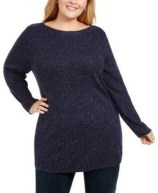 Karen Scott Women's Plus Size Curved Hem Tunic Navy Size 2X