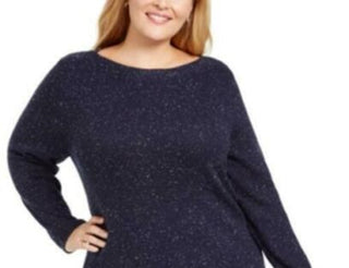 Karen Scott Women's Plus Size Curved Hem Tunic Navy Size 2X