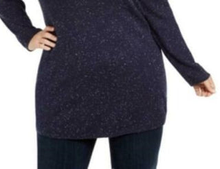 Karen Scott Women's Plus Size Curved Hem Tunic Navy Size 2X
