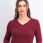 Karen Scott Women's V-Neck Long-Sleeve Sweater  Ks Merlot Neps Size Medium