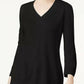 Karen Scott Women's V-Neck Solid Sweater  Black Size Extra Small