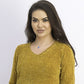 Karen Scott Women's V-Neck Chenille Sweater Golden Size Small