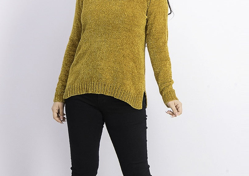 Karen Scott Women's V-Neck Chenille Sweater Golden Size Small