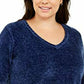 Karen Scott Women's Plus Size V-Neck Chenille Sweater Dark Blue Size 3X