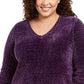 Karen Scott Women's Plus Size V-Neck Chenille Sweater Purple Size Extra Large