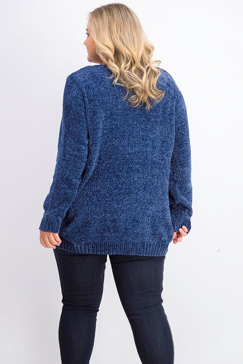Karen Scott Women's Cable-Knit Chenille Sweater Blue Size Small