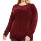 Karen Scott Women's Plus Chenille Cable-Knit Sweater Merlot Size 1X