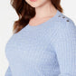 Karen Scott Women's Cotton Baby Cable Knit Sweater Blue Size Large