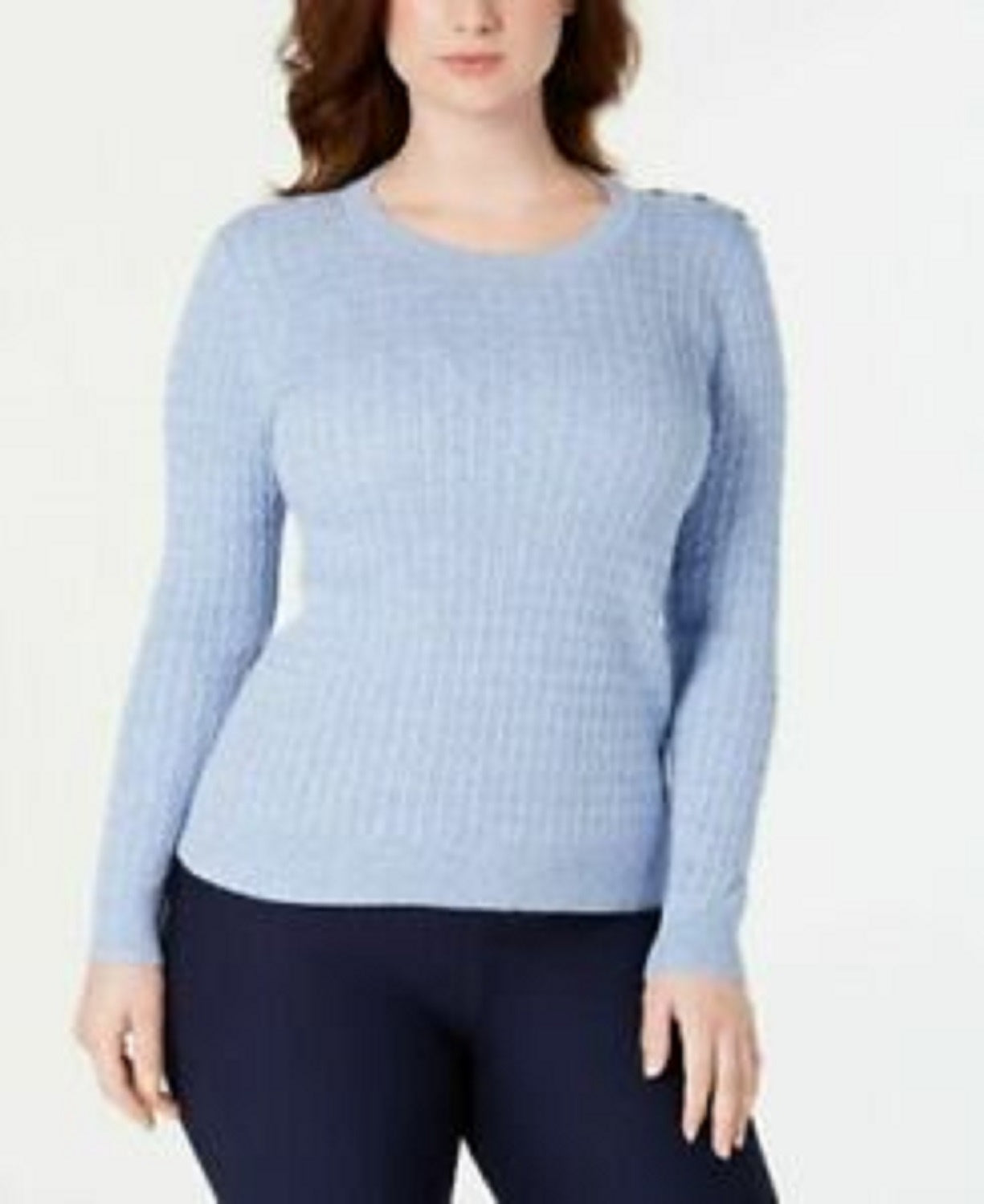 Karen Scott Womne's Cotton Baby Cable-Knit Sweater  Luxe Blue Size Extra Large