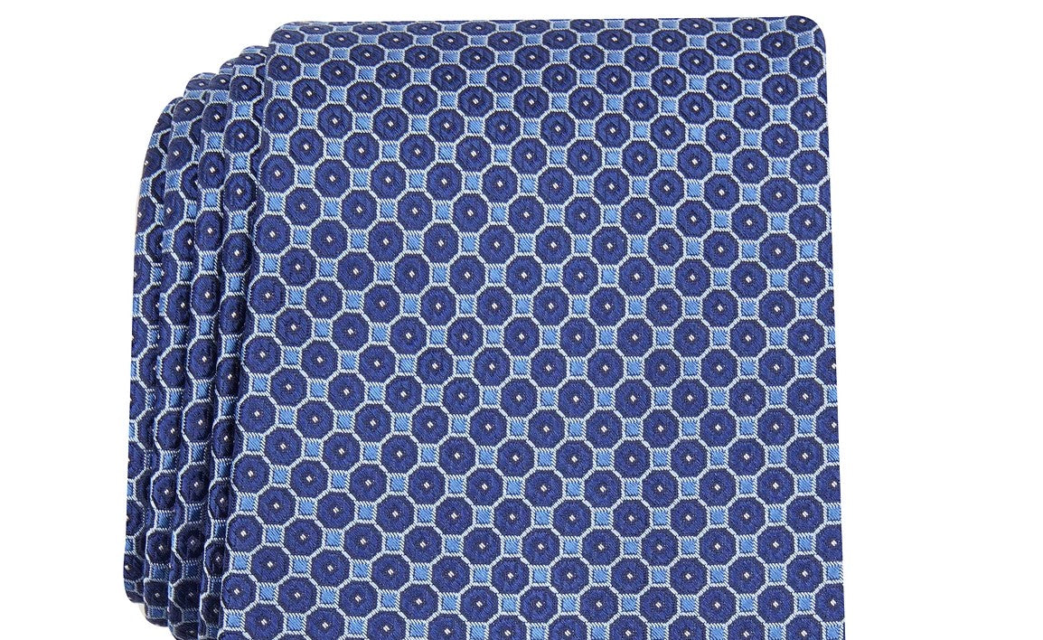 Tasso Elba Men's Medallion Print Tie Navy Size Regular
