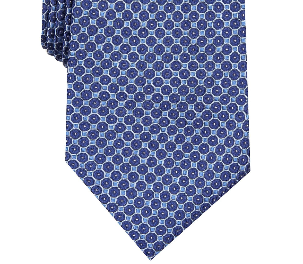 Tasso Elba Men's Medallion Print Tie Navy Size Regular