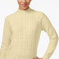 Karen Scott Women's Cable-Knit Faux-Pearl-Button Sweater Yellow Size 2