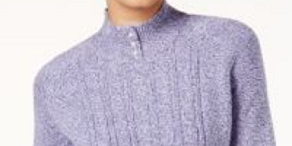 Karen Scott Women's Petite Cable-Knit Sweater  Brightblue Size Petite