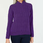Karen Scott Women's Petite Mock-Neck Cable-Knit Sweater Purple Size Medium
