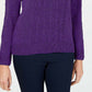 Karen Scott Women's Petite Mock-Neck Cable-Knit Sweater Purple Size Medium
