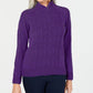 Karen Scott Women's Petite Mock-Neck Cable-Knit Sweater Med Purple Size Petite Small