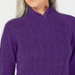 Karen Scott Women's Petite Mock-Neck Cable-Knit Sweater Med Purple Size Petite Small