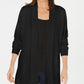 Karen Scott Women's Open-Front Long-Sleeve Cardigan Black Size Small