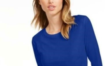 Maison Jules Women's Solid T-Shirt Blue Size Extra Small