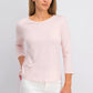Maison Jules Women's 3/4 Sleeve Solid T-Shirt Pink Size XX-Large