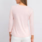 Maison Jules Women's 3/4 Sleeve Solid T-Shirt Pink Size XX-Large