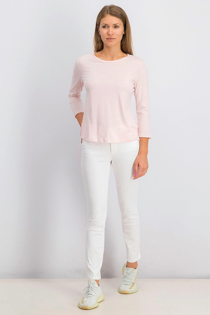 Maison Jules Women's 3/4 Sleeve Solid T-Shirt Pink Size XX-Large