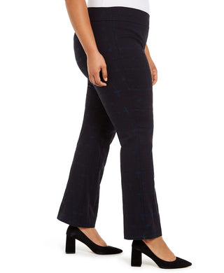 Alfani Women's Plus Size Pull-On Plaid Pants Navy Size 26