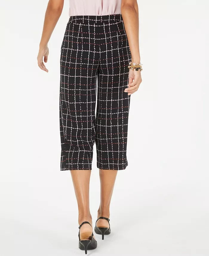 Alfani Women's Petite Printed Belted Culottes Black Size 4