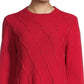 Karen Scott Women's Diamond Cable-Knit Sweater  Red Size Extra Small