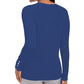 JM Collection Women's Button-Sleeve Crew-Neck Sweater Blue Size XX-Large