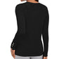JM Collection Women's Button-Sleeve Crew-Neck Sweater Black Size 2 Extra Large