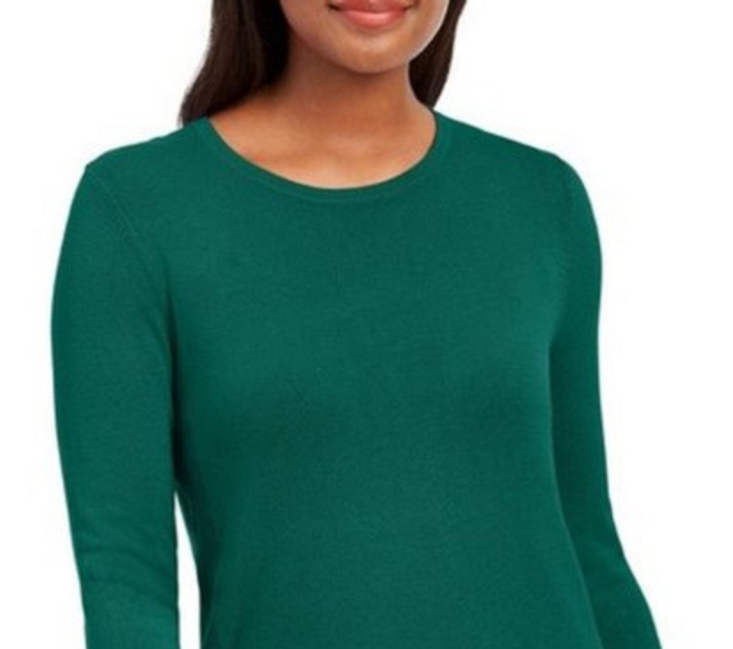 JM Collection Women's  Button-Cuff Crewneck Sweater Green Size Small