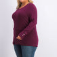 JM Collection Women's Collection Button-Cuff Crewneck Sweater  Medium Red Size Large