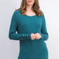 JM Collection Women's Petite Button-Cuff Crewneck Sweater Black Size X-Large