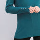 JM Collection Women's Petite Button-Cuff Crewneck Sweater Black Size X-Large