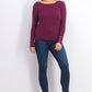 JM Collection Women's Petite Button-Cuff Crewneck Sweater  Berried Treasur Size Petite  Medium