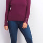 JM Collection Women's Petite Button-Cuff Crewneck Sweater  Berried Treasur Size Petite  Medium