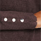JM Collection Women's Embellished Sleeve V Neck Sweater Brown Size Large