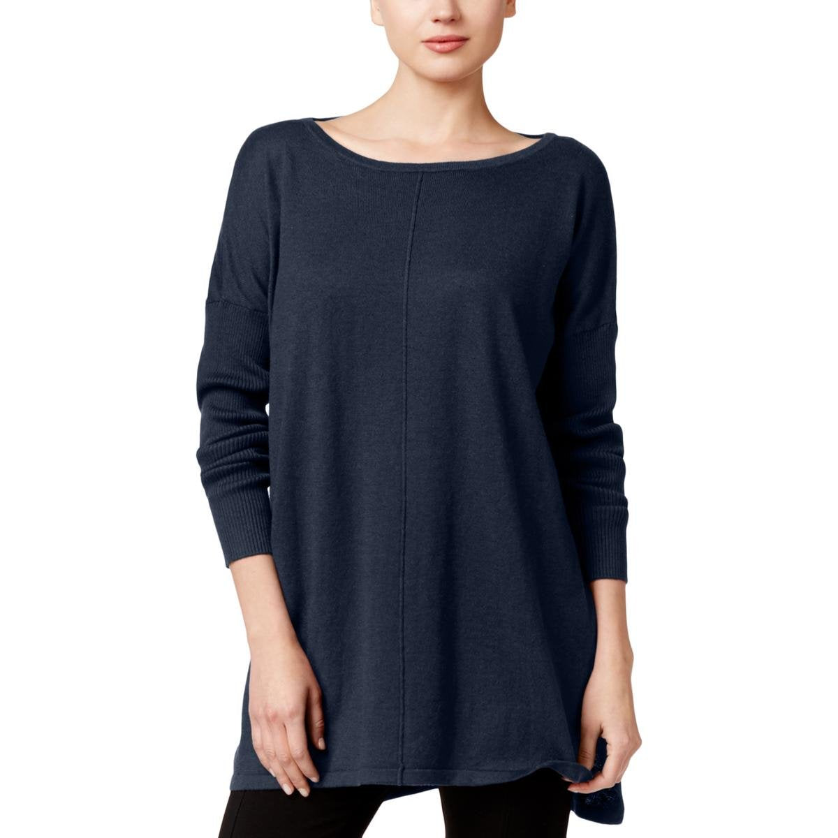 Style & Co Women's Ribbed-Knit Sweater Dress  Navy Size Large