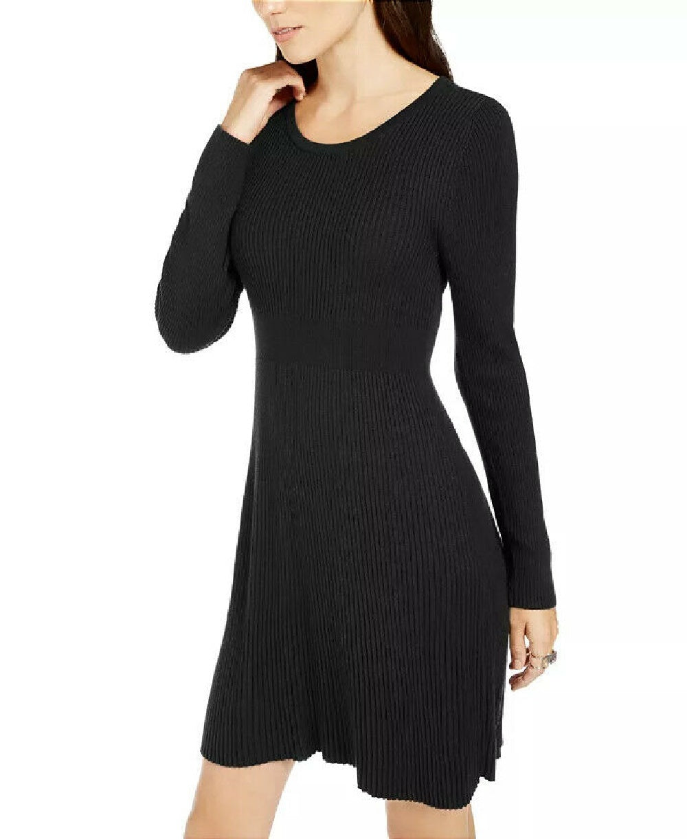 Style & Co Women's Ribbed-Knit Sweater Dress Black Size X-Large