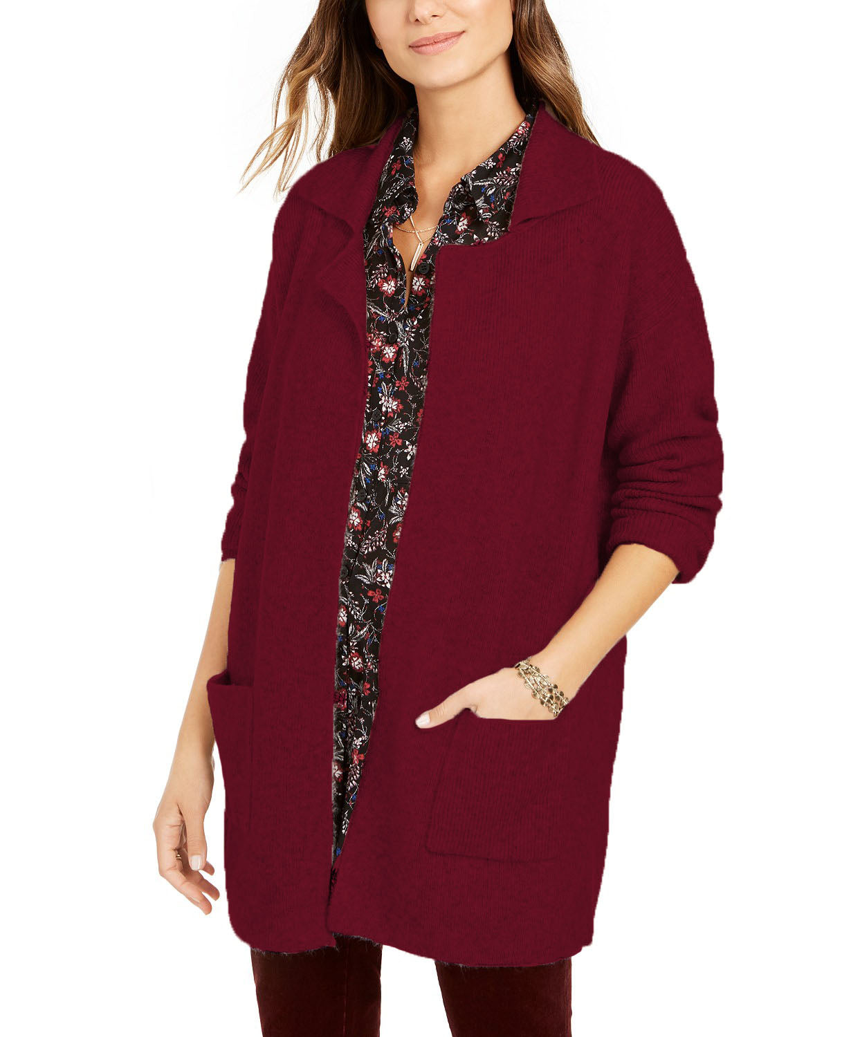 Style & Co Women's Open-Front Topper Jacket  Med Purple Size Small