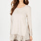 Style & Co Women's Lace Hem Tunic Sweater Beige Size Large