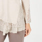 Style & Co Women's Lace Hem Tunic Sweater Beige Size Large