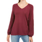 Style & Co Women's Bishop-Sleeve Tunic Sweater  Dark Red Size Small