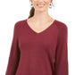 Style & Co Women's Bishop-Sleeve Tunic Sweater  Dark Red Size Small