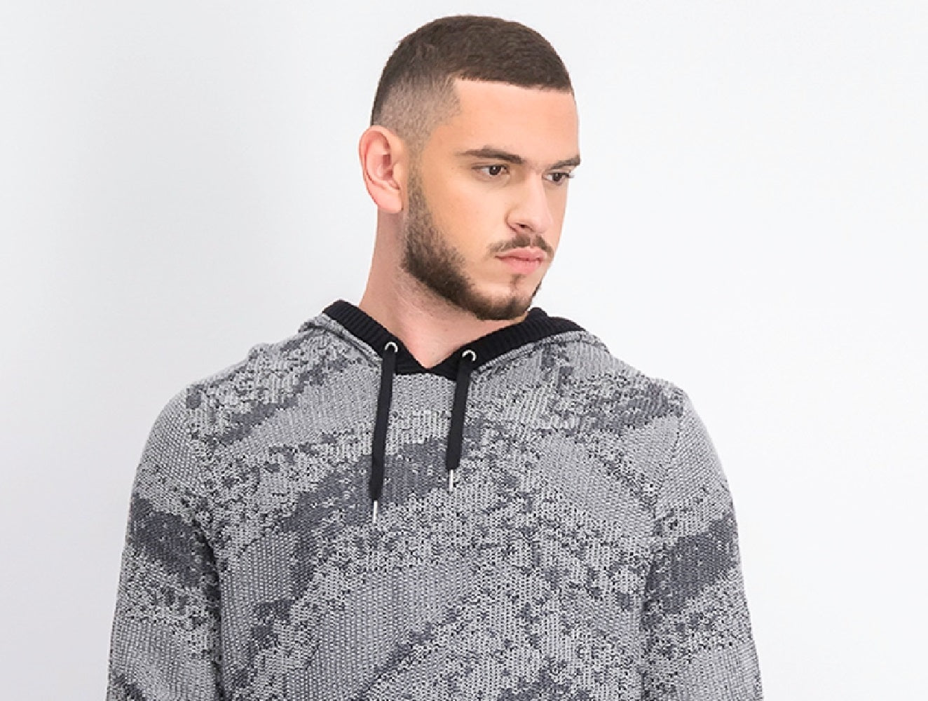 INC International Concepts Men's Jax Hooded Knit Sweater Gray Size Large